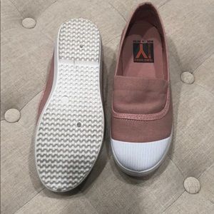 Shoes - Pink canvas sneakers with white rubber tips Shoes - Pink canvas sneakers with white rubber tips